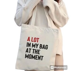 Swiftie A lot going on right now canvas tote bag 14” NWT cotton blend graphic